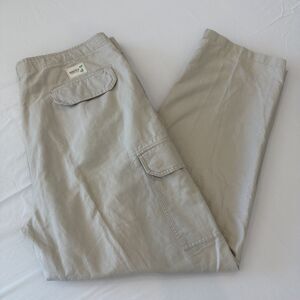 VTG Nautica Explorer Mens Sz XL Linen Blend Cargo Pants Loose Canvas Y2K Utility